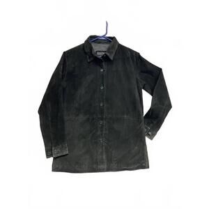 Vintage Dialogue Black Leather Shirt Jacket Women's Medium